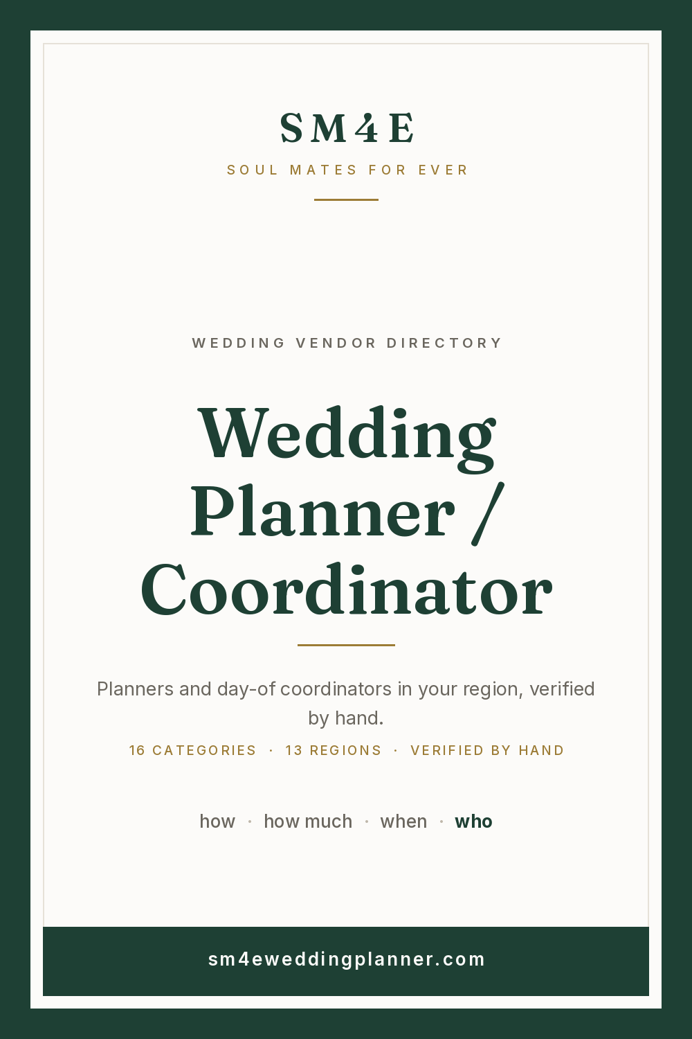 Wedding Planner / Coordinator in Cape Cod & the Islands — SM4E card